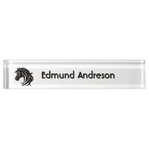 Magnificent Black Horse Head Name Nameplate
