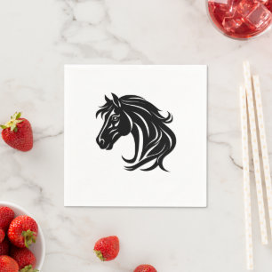 Magnificent Black Horse Head Napkin