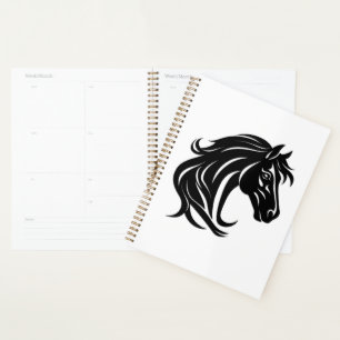 Magnificent Black Horse Head Planner