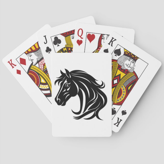 Magnificent Black Horse Head   Playing Cards (Back)