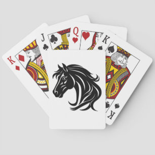 Magnificent Black Horse Head   Playing Cards