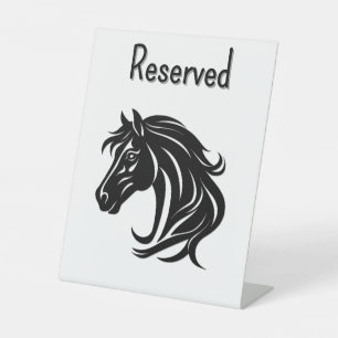 Magnificent Black Horse Head  Reserved Table Pedestal Sign