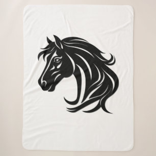 Magnificent Black Horse Head Sherpa Blanket