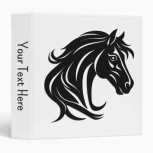 Magnificent Black Horse Head with Custom Text Binder
