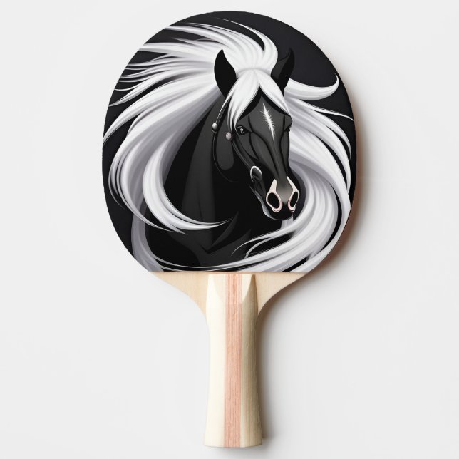 Magnificent Black Horse Ping Pong Paddle (Front)