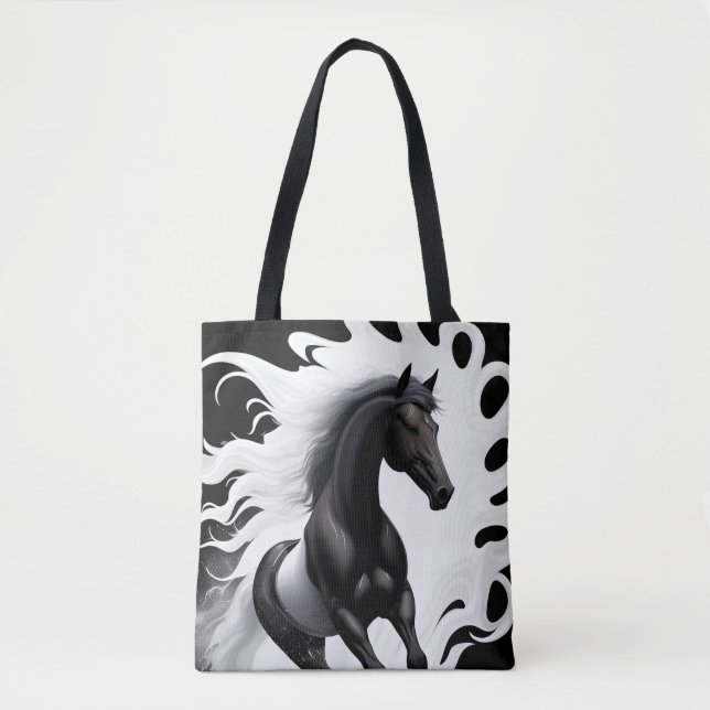 Magnificent Black Horse Tote Bag (Front)