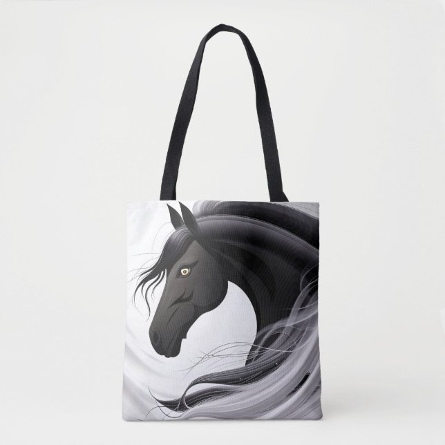 Magnificent Black Horse Tote Bag (Front)
