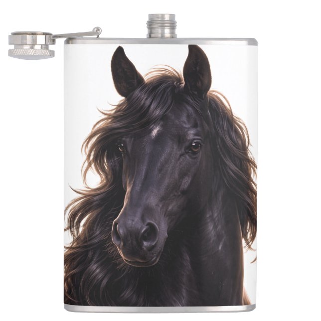 Magnificent Black Stallion Hip Flask (Opened)