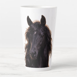 Magnificent Black Stallion Latte Mug