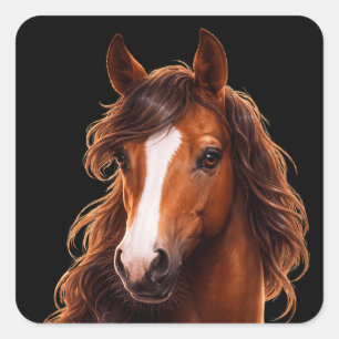 Magnificent, Brown horse with white blaze Square Sticker