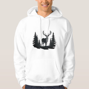 Magnificent Buck Among Pine Trees Hoodie