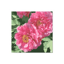 Magnificent deep pink peony on canvas.