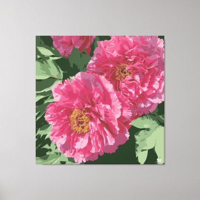 Magnificent deep pink peony on canvas. canvas print (Front)