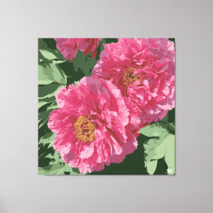 Magnificent deep pink peony on canvas. canvas print