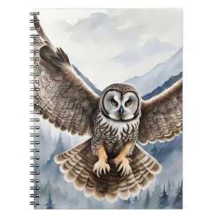 Magnificent Grey Owl Coming in for a Landing  Notebook