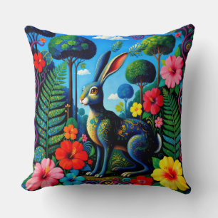Magnificent Hare Animal Throw Pillow