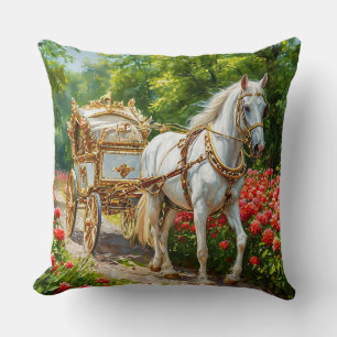 Magnificent Horse and Carriage Throw Pillow