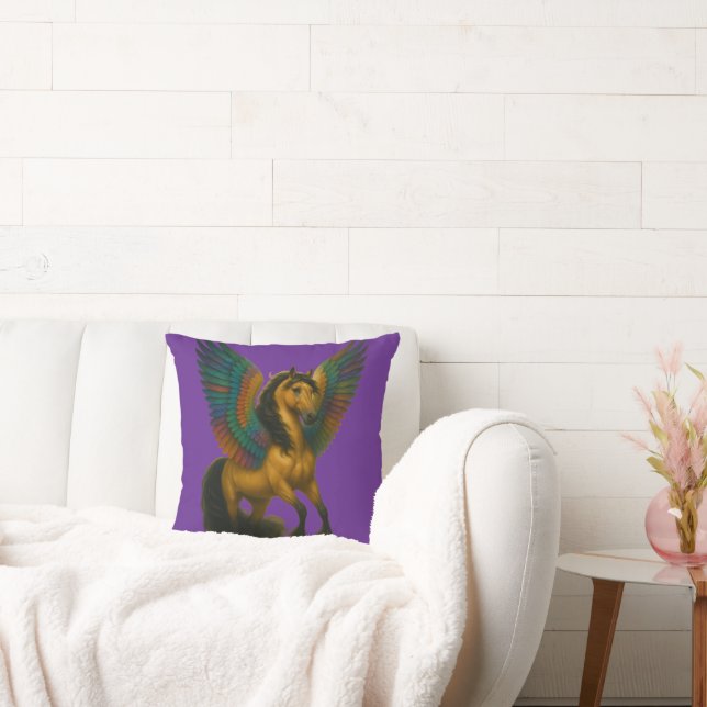 Magnificent Horse With Spectacular Wings Throw Pillow (Couch)