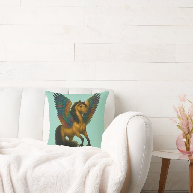 Magnificent Horse With Spectacular Wings Throw Pillow (Couch)