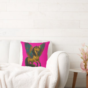 Magnificent Horse With Spectacular Wings Throw Pillow