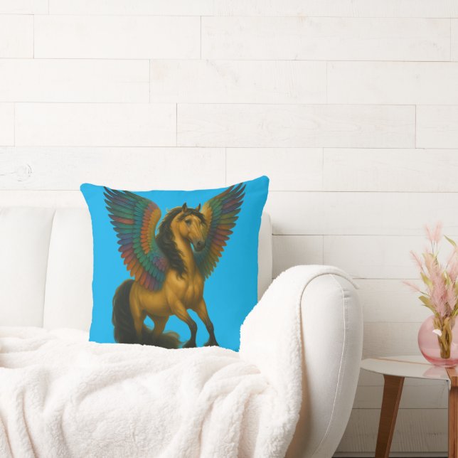 Magnificent Horse With Spectacular Wings Throw Pillow (Couch)