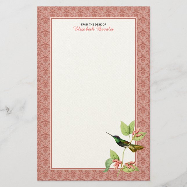 Magnificent Hummingbird Personal Stationery (Front)