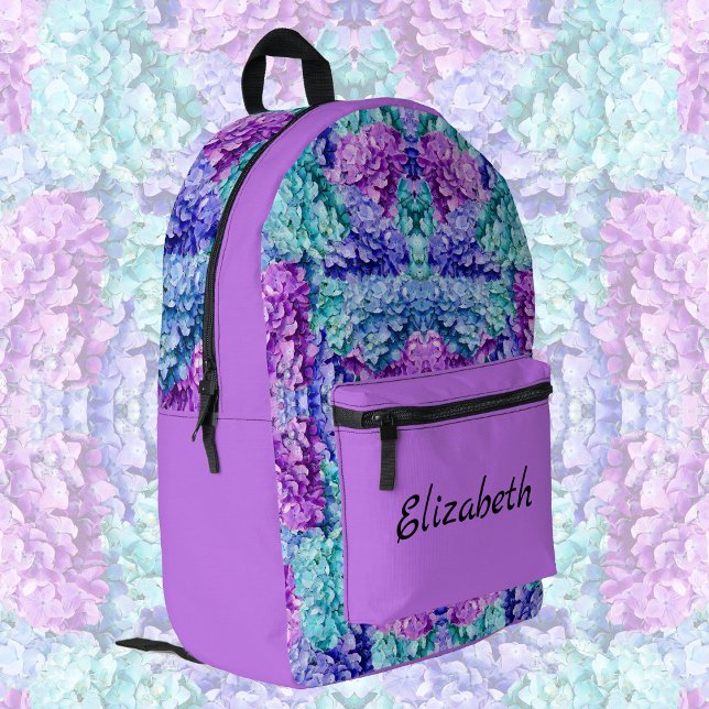 Magnificent hydrangea blossoms, personalizable    printed backpack (Creator Uploaded)