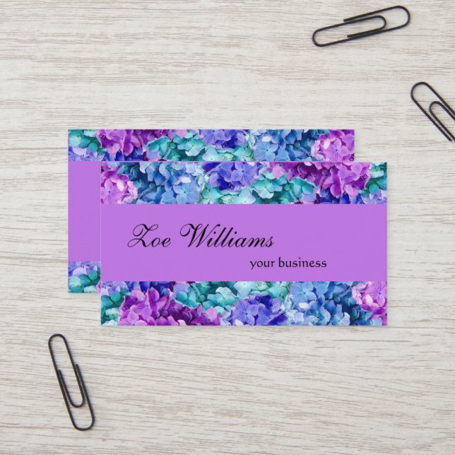 Magnificent hydrangea blossoms, personalized business card (Front/Back In Situ)