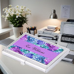Magnificent hydrangea blossoms, personalized business card holder<br><div class="desc">This business card case features magnificent hydrangea blossoms combined into a lush,  floral pattern. Colours in turqouise,  lavender,  blue. Custom text and colour!</div>