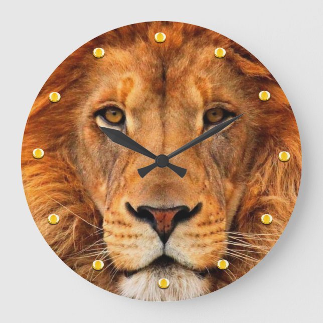 Magnificent Lion's Head Beautifully Regal Large Clock (Front)