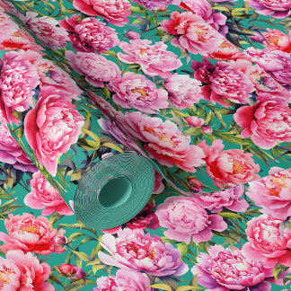 Magnificent Love peonies on mint green Wallpaper