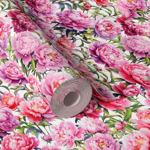 Magnificent Love Peonies on Snowy White Wallpaper
