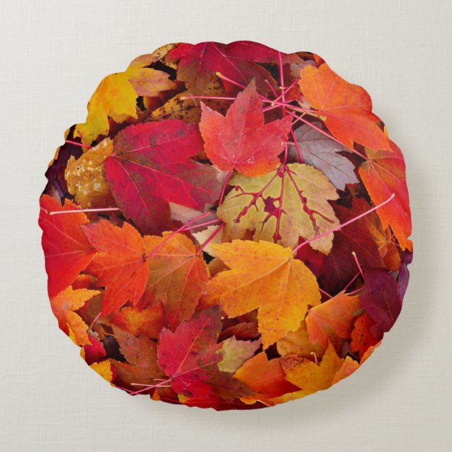 Magnificent Maple Leaves Round Pillow (Front)