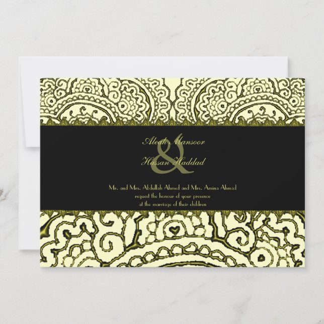 Magnificent Mehndi Mandalas (Gold Effect) Wedding Invitation (Front)