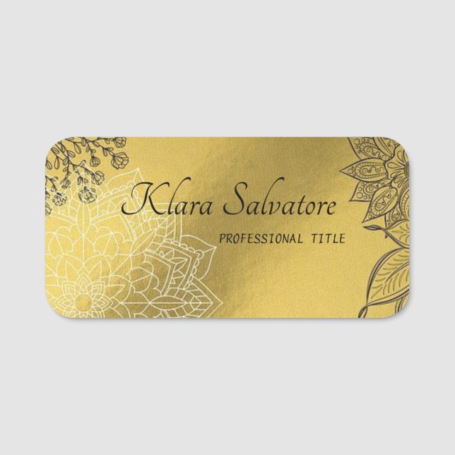 Magnificent  Modern Beautiful Perfect Gold Name Tag (Front)