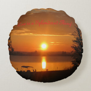 Magnificent Ocean and Lake Views, Round Pillow