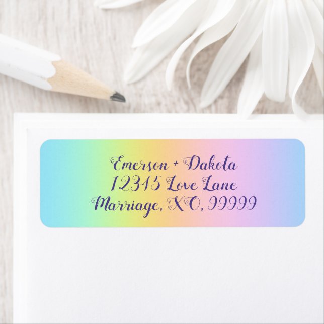 Magnificent Pastel Rainbow Wedding Address Labels (Insitu)