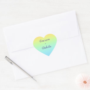 Magnificent Pastel Rainbow Wedding Heart Sticker