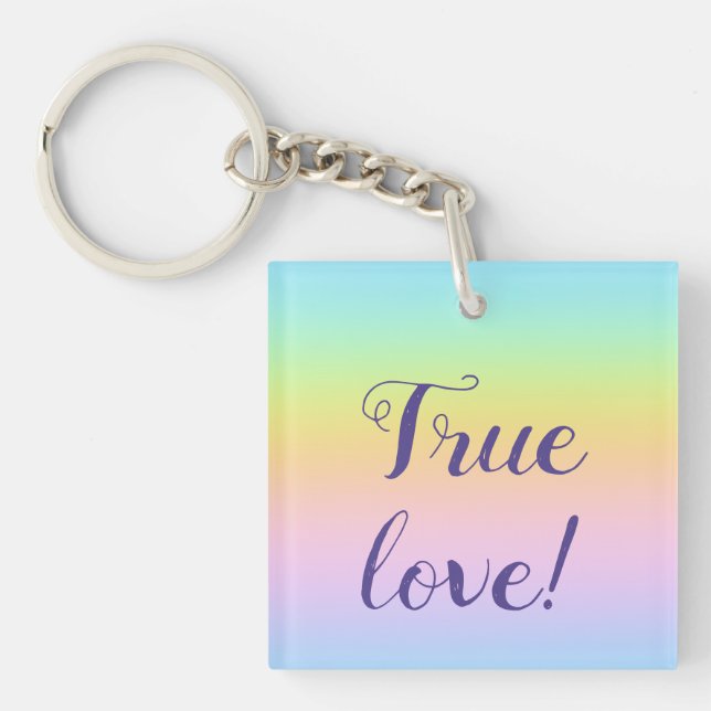 Magnificent Pastel Rainbow Wedding Keychain (Front)