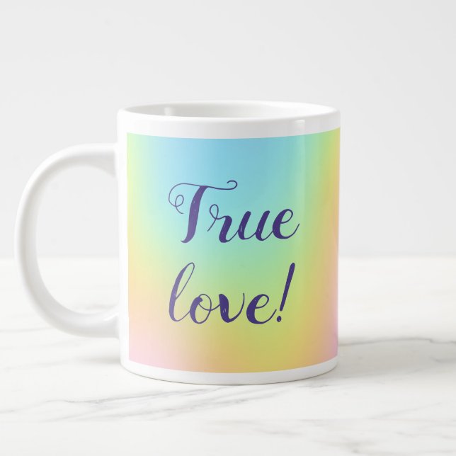 Magnificent Pastel Rainbow Wedding Large Coffee Mug (Left)