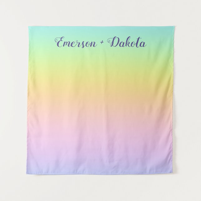 Magnificent Pastel Rainbow Wedding Photo Backdrop Tapestry (Front)