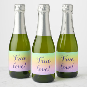 Magnificent Pastel Rainbow Wedding Sparkling Wine Label
