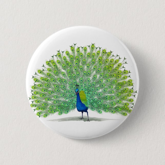 Magnificent Peacock Art 2 Inch Round Button (Front)