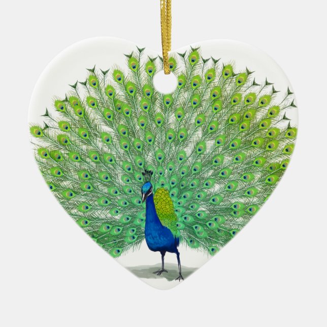 Magnificent Peacock Art Ceramic Ornament (Front)