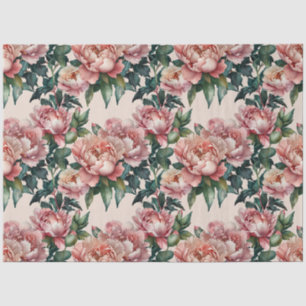 Magnificent pink blooming peonies decoupage  tissue paper