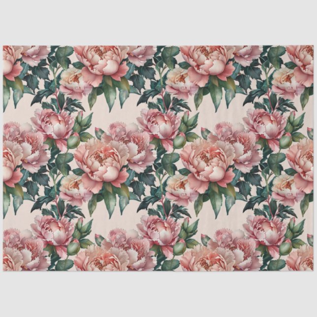 Magnificent pink blooming peonies decoupage  tissue paper (Front)