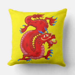 Magnificent, Red, Oriental Dragon Throw Pillow