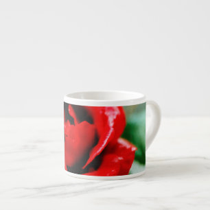 Magnificent Red Rose With Morning Dew Drops Espresso Cup