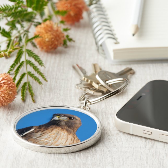 Magnificent Red-Tailed Hawk in the Sun Keychain (Side)