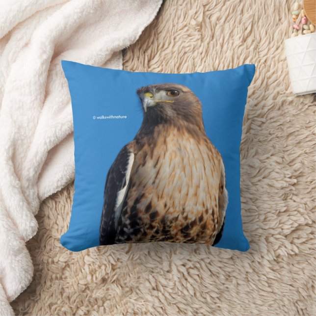 Magnificent Red-Tailed Hawk in the Sun Throw Pillow (Blanket)